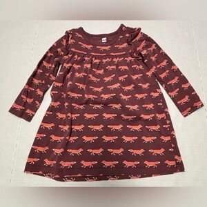 Tea Collection long sleeve fox dress, size 2T